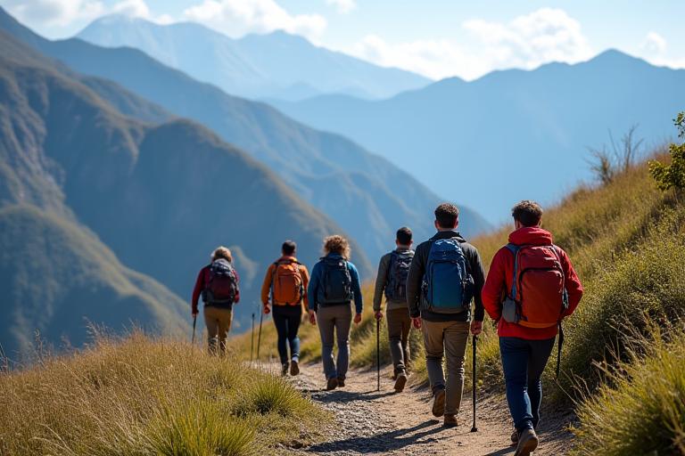 Grupo de senderismo guiado en los Andes colombianos